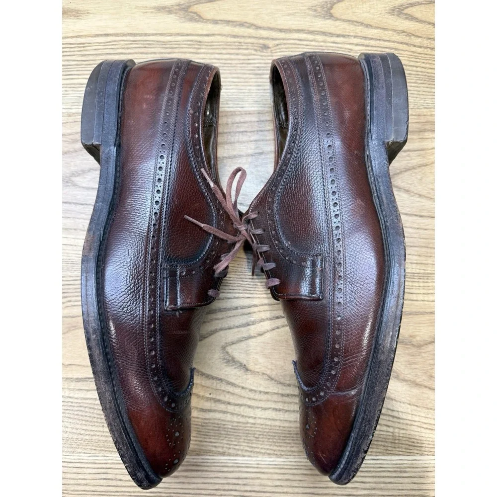 VTG Florsheim Royal Imperial Black Burgundy Leather Wingtip Dress Shoes Mens 12D